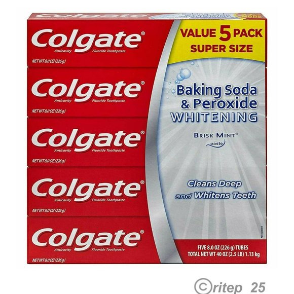 5 Pack-Colgate Baking Soda and Peroxide Whitening Toothpaste 8 Oz - Picture 1 of 9
